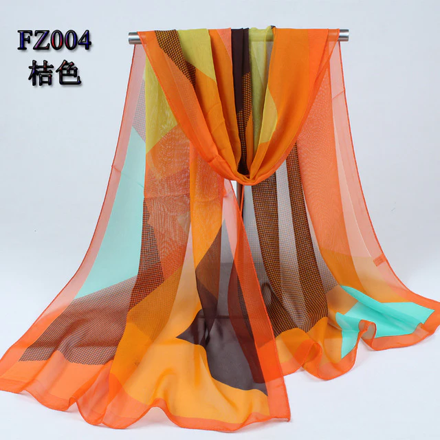 new arrival 2017 spring and autumn chiffon women scarf polyester geometric pattern design long soft silk shawl 004 - Image 4