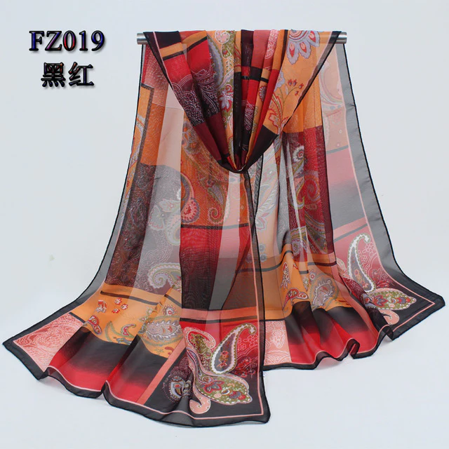 new arrival 2017 spring and autumn chiffon women scarf polyester geometric pattern design long soft silk shawl 004 - Image 8