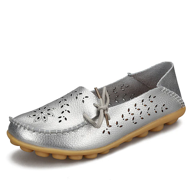Women's Casual Genuine Leather Shoes Woman Loafers Slip-On  Flats Moccasins Ladies Driving Shoe Cut-Outs Mother Footwear - Image 10