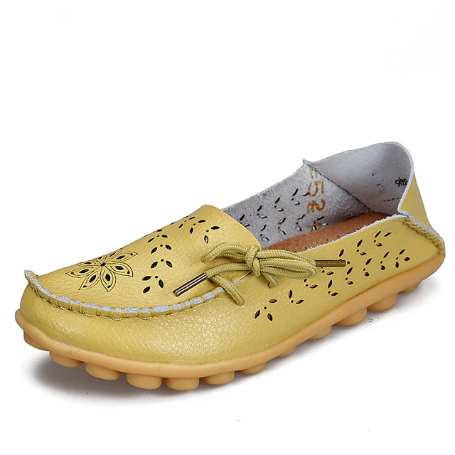 Women's Casual Genuine Leather Shoes Woman Loafers Slip-On  Flats Moccasins Ladies Driving Shoe Cut-Outs Mother Footwear - Image 16