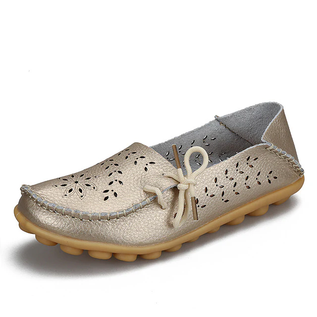 Women's Casual Genuine Leather Shoes Woman Loafers Slip-On  Flats Moccasins Ladies Driving Shoe Cut-Outs Mother Footwear - Image 5