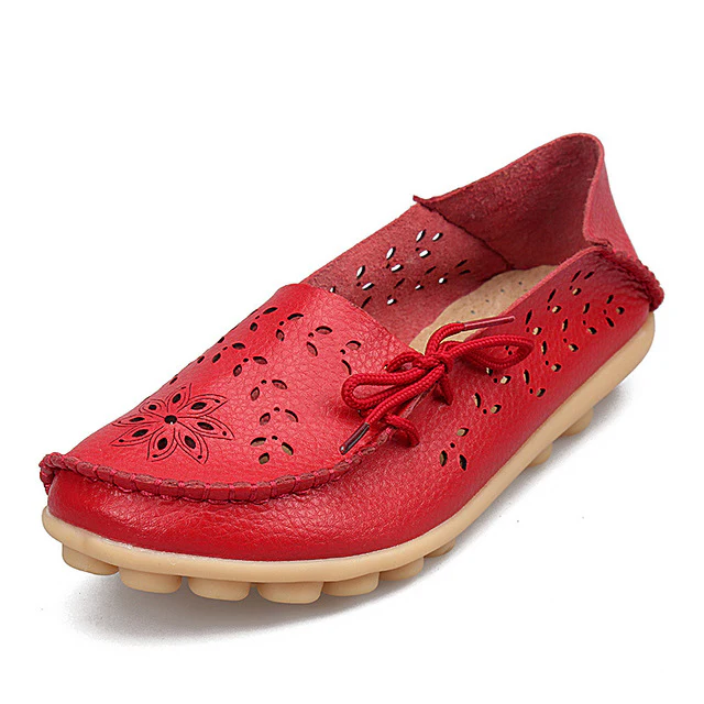 Women's Casual Genuine Leather Shoes Woman Loafers Slip-On  Flats Moccasins Ladies Driving Shoe Cut-Outs Mother Footwear - Image 6