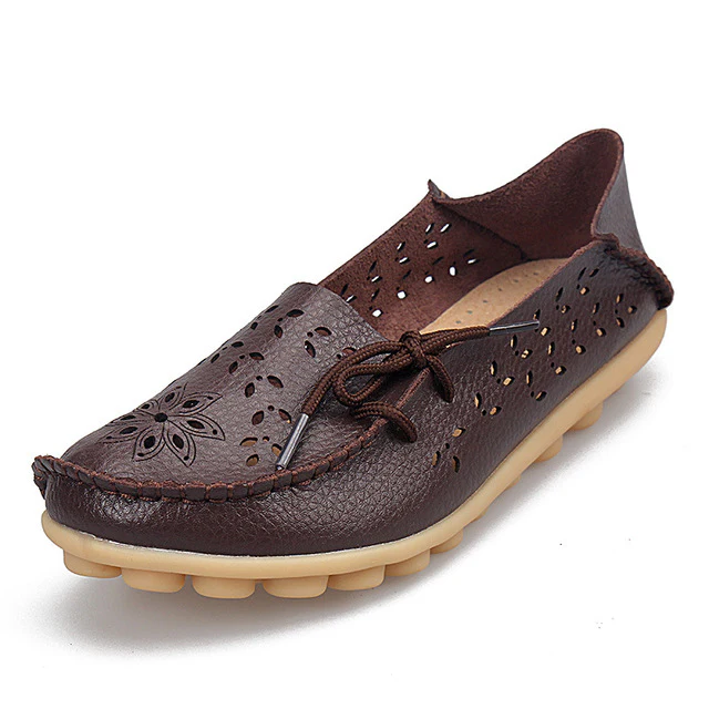 Women's Casual Genuine Leather Shoes Woman Loafers Slip-On  Flats Moccasins Ladies Driving Shoe Cut-Outs Mother Footwear - Image 7