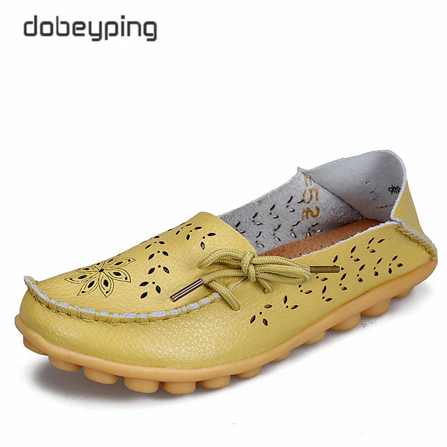 Women's Casual Shoes Genuine Leather Woman Loafers Slip-On Flats Moccasins Ladies Driving Shoe Cut-Outs Mother Footwear - Image 15