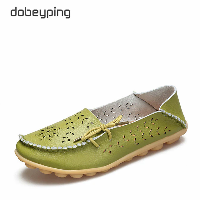 Women's Casual Shoes Genuine Leather Woman Loafers Slip-On Flats Moccasins Ladies Driving Shoe Cut-Outs Mother Footwear - Image 21