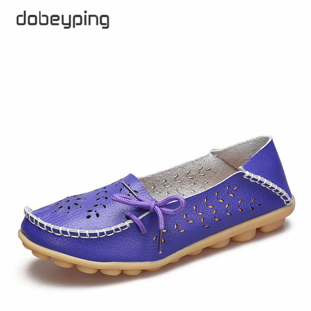 Women's Casual Shoes Genuine Leather Woman Loafers Slip-On Flats Moccasins Ladies Driving Shoe Cut-Outs Mother Footwear - Image 5