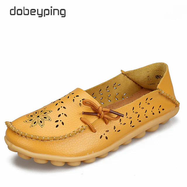 Women's Casual Shoes Genuine Leather Woman Loafers Slip-On Flats Moccasins Ladies Driving Shoe Cut-Outs Mother Footwear - Image 7