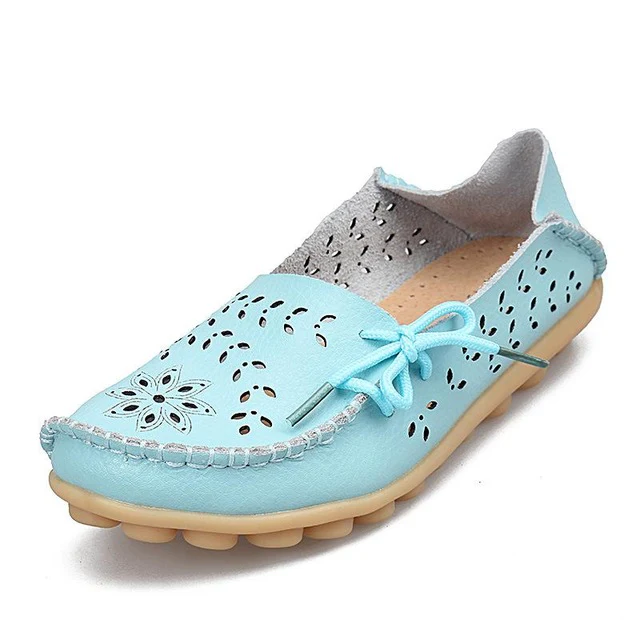 Women's Casual Shoes Genuine Leather Woman Loafers Slip-On Flats Moccasins Ladies Driving Shoe Cut-Outs Mother Footwear - Image 9